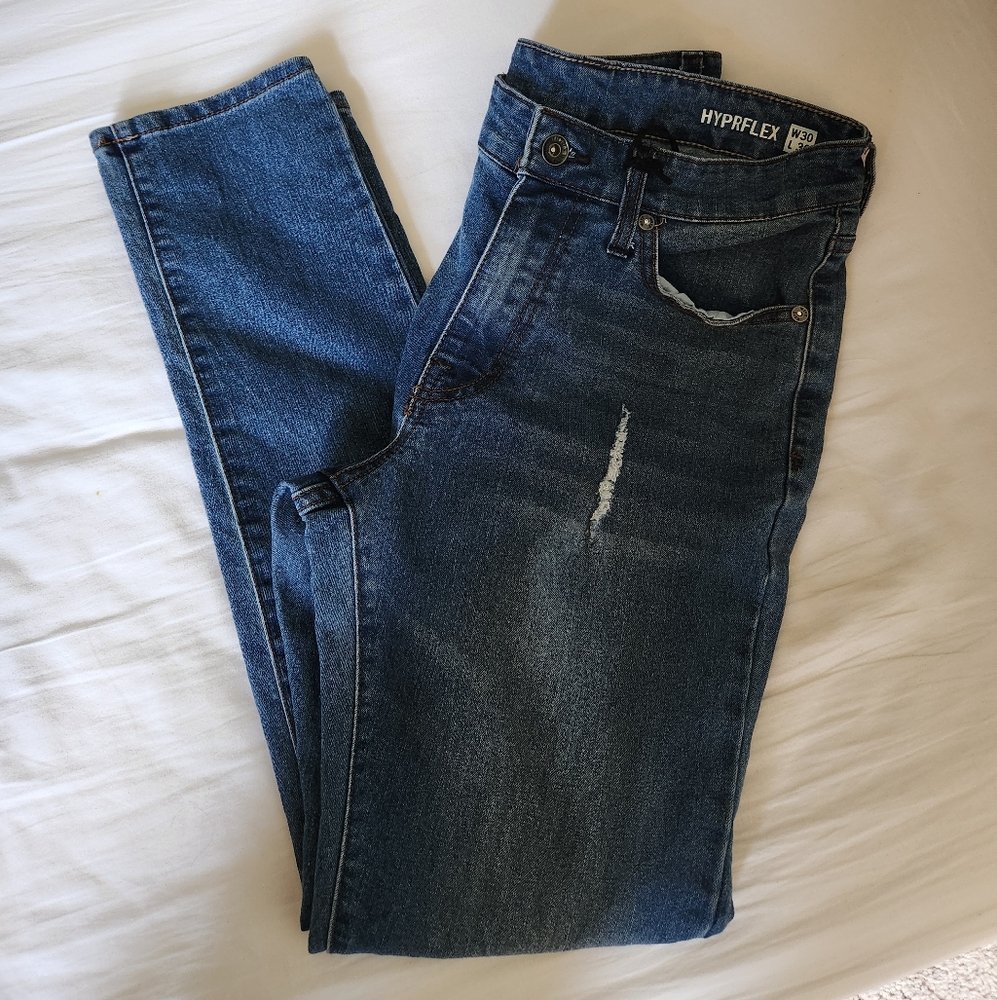 WXYZ Mens Slim Tapered Traveler Medium Wash Denim Jeans Size 30 X 30